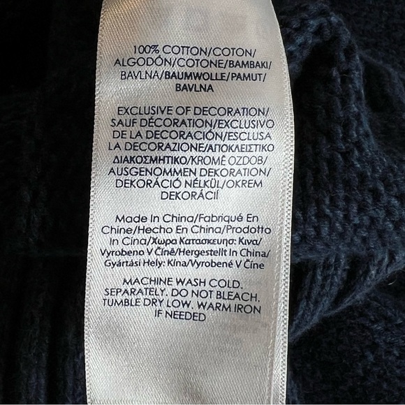 Chaps Ralph Lauren Sweater Mens Medium 3 Button Dark Blue Cotton Long Sleeve - Picture 7 of 8